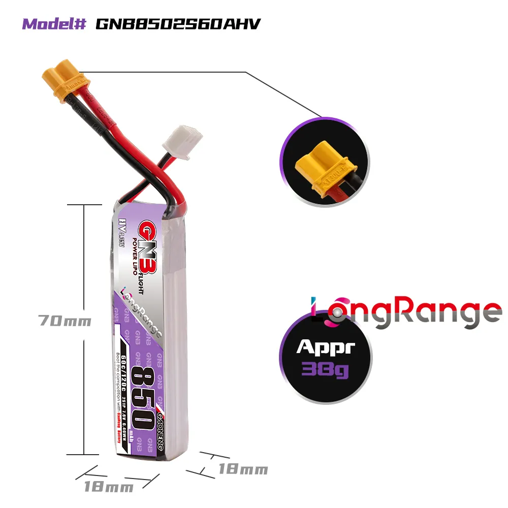 GAONENG GNB LiPo Battery 850mA - Drone Battery Li-Ion recension och pris